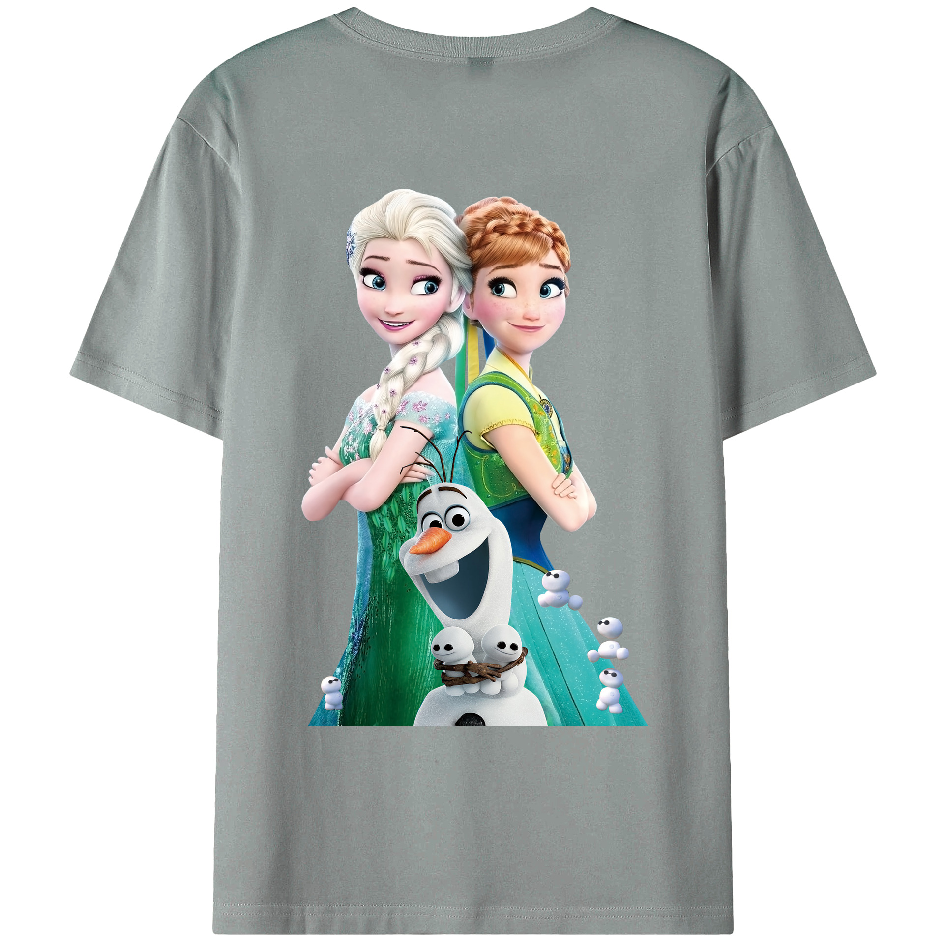 （画像用） アナと雪の女王 アンナ エルサ Frozen Anna Elsa 綿100％ メンズ半袖Tシャツ（バックプリント） 通気性